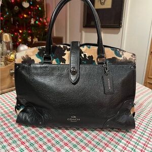 Coach Mercer Haircalf Satchel 38357 Scattered Leaf Calf Hair